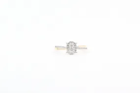 Yellow Gold Oval Cluster with Halo Promise Ring