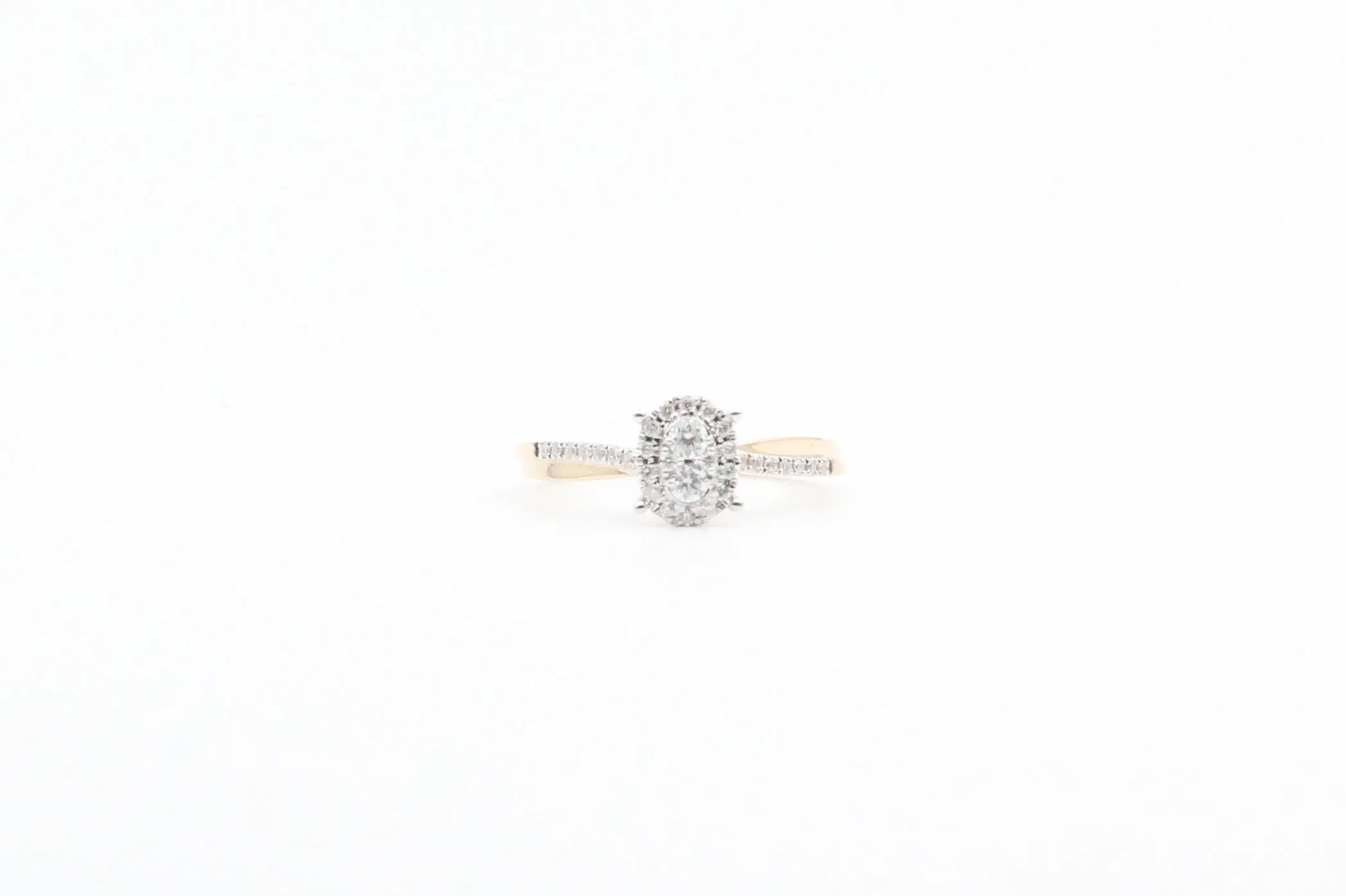 Yellow Gold Oval Cluster with Halo Promise Ring