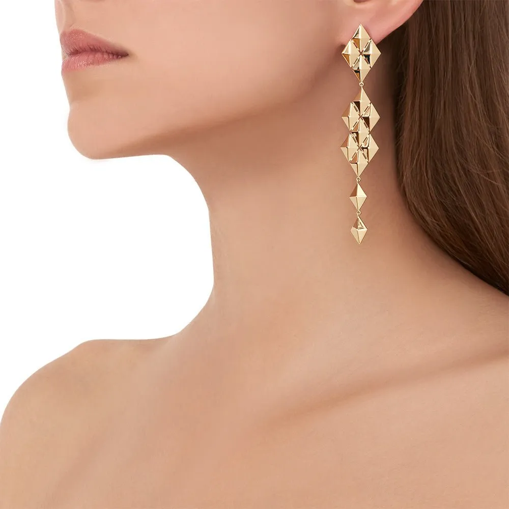 Yellow Gold Python Symmetrical Drop Earrings