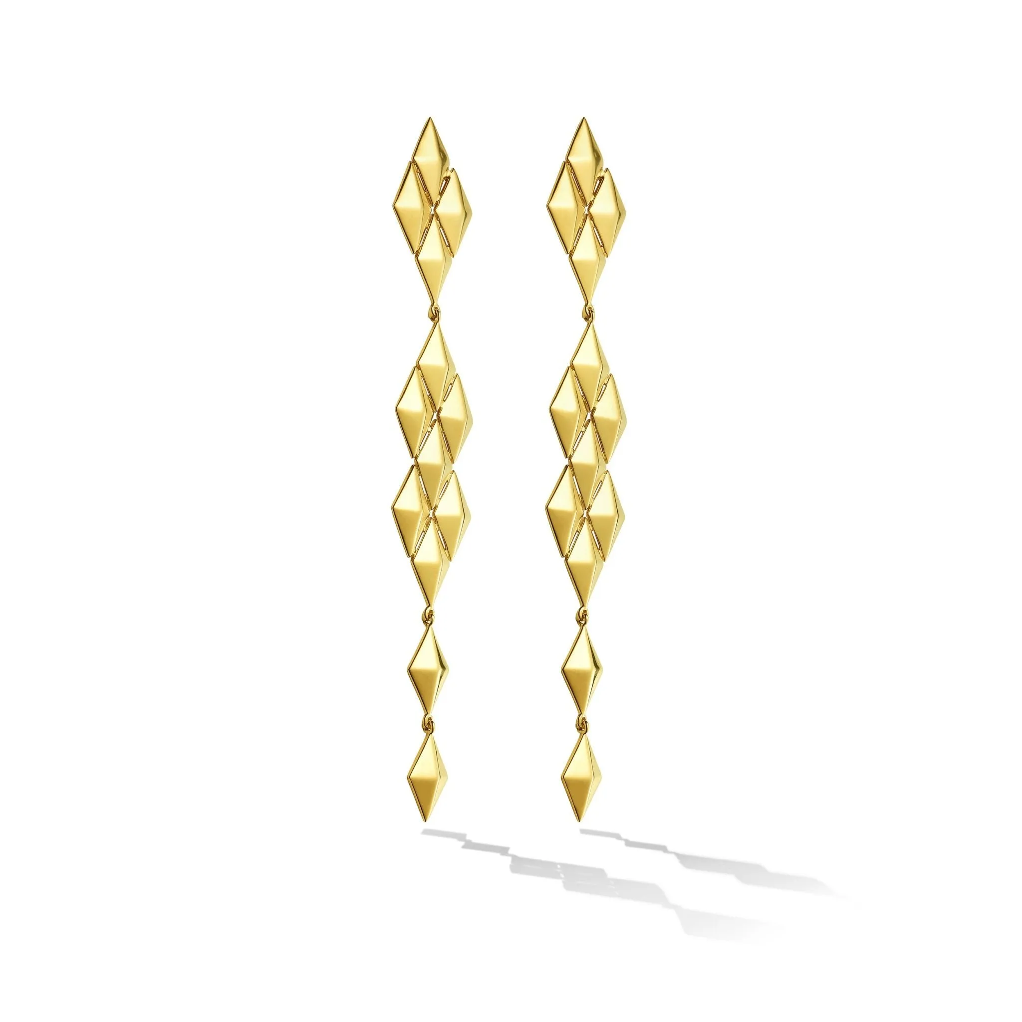 Yellow Gold Python Symmetrical Drop Earrings