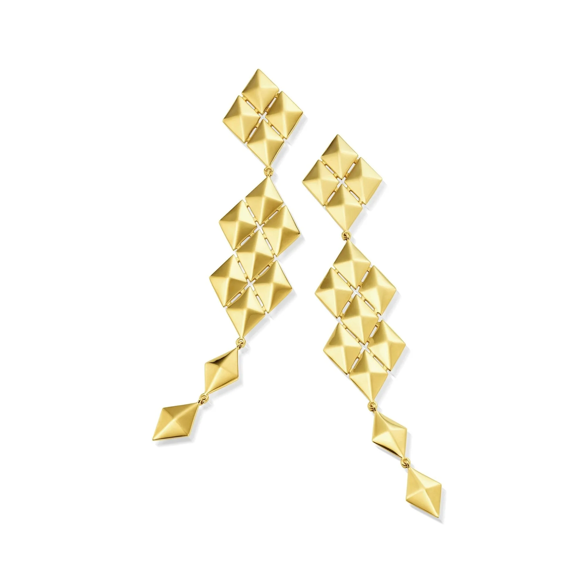 Yellow Gold Python Symmetrical Drop Earrings