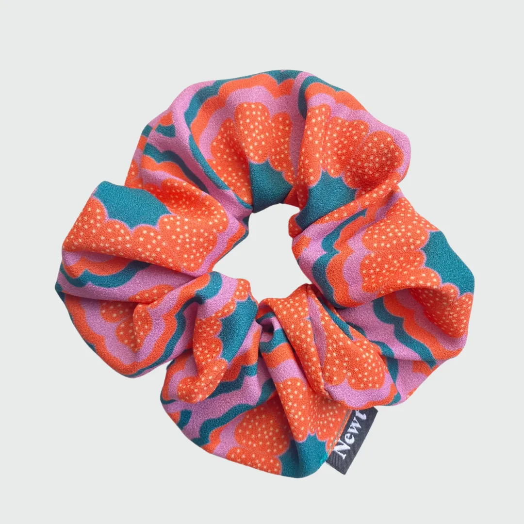 Vibrant Orange Zesty Print Hair Scrunchie